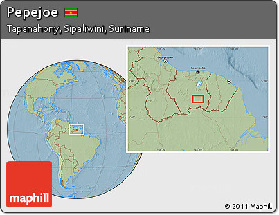 Savanna Style Location Map of Pepejoe, hill shading