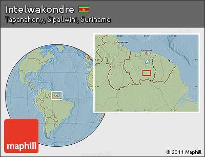Savanna Style Location Map of Intelwakondre, hill shading