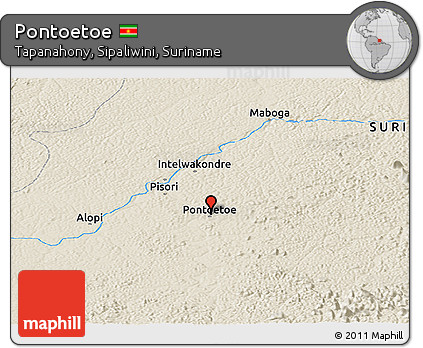 Shaded Relief Panoramic Map of Pontoetoe