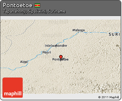 Shaded Relief Panoramic Map of Pontoetoe