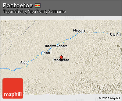 Shaded Relief Panoramic Map of Pontoetoe