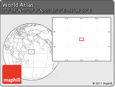 Blank Location Map of the Area around 3° 19' 33" N, 56° 10' 29" E