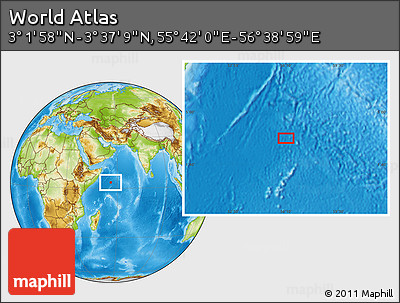 Physical Location Map of the Area around 3° 19' 33" N, 56° 10' 29" E