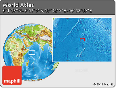 Physical Location Map of the Area around 3° 19' 33" N, 56° 10' 29" E