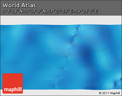 Physical 3D Map of the Area around 3° 19' 33" N, 57° 52' 30" E