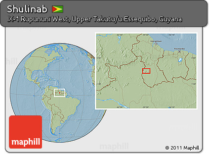 Savanna Style Location Map of Shulinab, hill shading