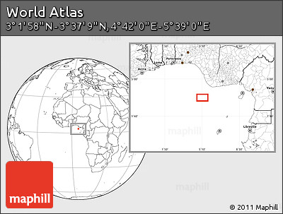 Blank Location Map of the Area around 3° 19' 33" N, 5° 10' 30" E