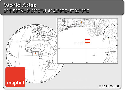 Blank Location Map of the Area around 3° 19' 33" N, 5° 10' 30" E
