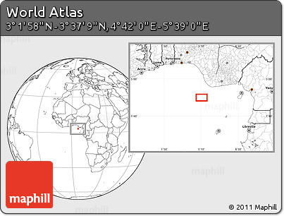 Blank Location Map of the Area around 3° 19' 33" N, 5° 10' 30" E