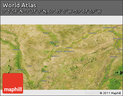 Satellite 3D Map of the Area around 3° 19' 33" N, 60° 16' 29" W