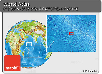 Physical Location Map of the Area around 3° 19' 33" N, 61° 16' 29" E
