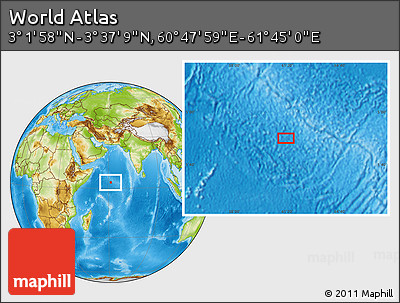 Physical Location Map of the Area around 3° 19' 33" N, 61° 16' 29" E