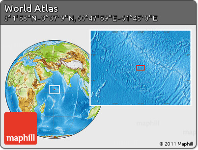Physical Location Map of the Area around 3° 19' 33" N, 61° 16' 29" E