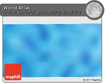 Physical 3D Map of the Area around 3° 19' 33" N, 62° 7' 30" E