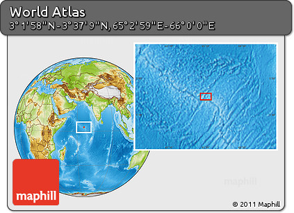Physical Location Map of the Area around 3° 19' 33" N, 65° 31' 30" E