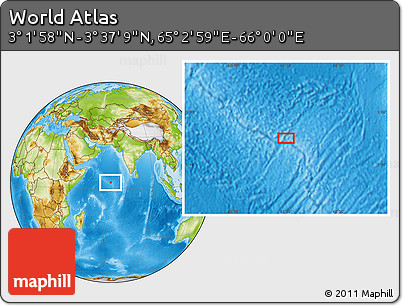 Physical Location Map of the Area around 3° 19' 33" N, 65° 31' 30" E