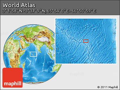 Physical Location Map of the Area around 3° 19' 33" N, 66° 22' 30" E