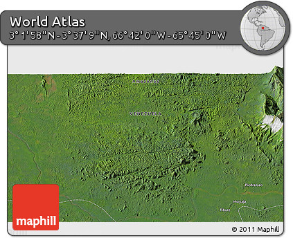 Satellite 3D Map of the Area around 3° 19' 33" N, 66° 13' 29" W