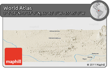 Shaded Relief Panoramic Map of the Area around 3° 19' 33" N, 66° 13' 29" W