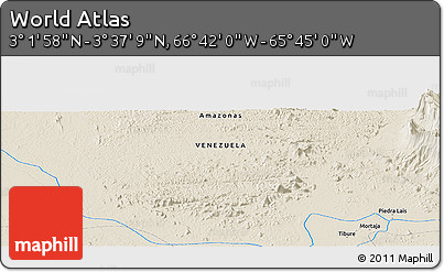 Shaded Relief Panoramic Map of the Area around 3° 19' 33" N, 66° 13' 29" W