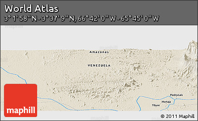 Shaded Relief Panoramic Map of the Area around 3° 19' 33" N, 66° 13' 29" W