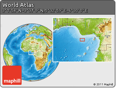 Physical Location Map of the Area around 3° 19' 33" N, 6° 1' 30" E