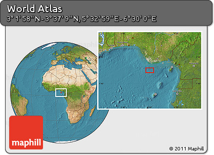 Satellite Location Map of the Area around 3° 19' 33" N, 6° 1' 30" E