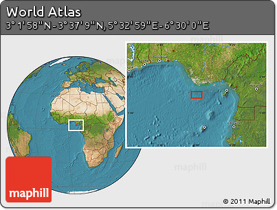 Satellite Location Map of the Area around 3° 19' 33" N, 6° 1' 30" E