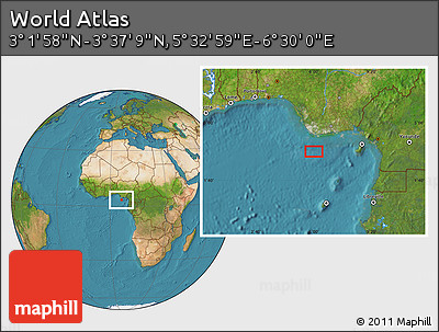 Satellite Location Map of the Area around 3° 19' 33" N, 6° 1' 30" E