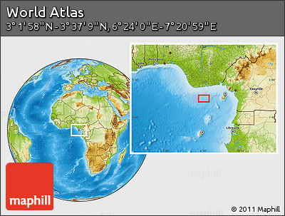 Physical Location Map of the Area around 3° 19' 33" N, 6° 52' 30" E