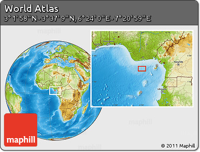 Physical Location Map of the Area around 3° 19' 33" N, 6° 52' 30" E