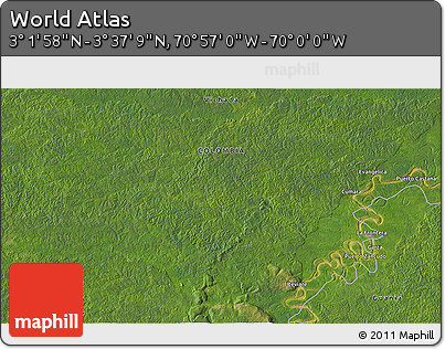 Satellite 3D Map of the Area around 3° 19' 33" N, 70° 28' 29" W
