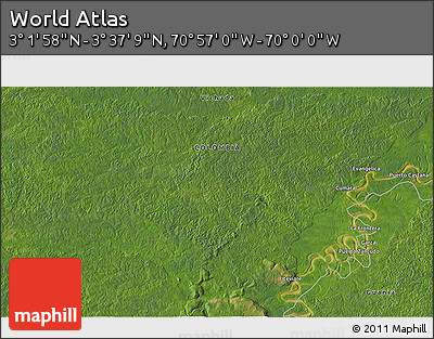 Satellite 3D Map of the Area around 3° 19' 33" N, 70° 28' 29" W