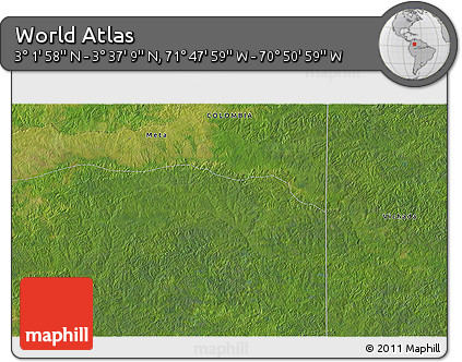 Satellite 3D Map of the Area around 3° 19' 33" N, 71° 19' 29" W