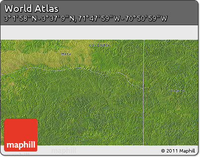 Satellite 3D Map of the Area around 3° 19' 33" N, 71° 19' 29" W