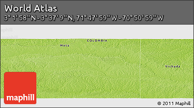 Physical Panoramic Map of the Area around 3° 19' 33" N, 71° 19' 29" W
