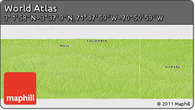 Physical Panoramic Map of the Area around 3° 19' 33" N, 71° 19' 29" W