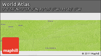 Physical Panoramic Map of the Area around 3° 19' 33" N, 72° 10' 30" W