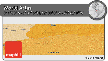 Political Panoramic Map of the Area around 3° 19' 33" N, 72° 10' 30" W