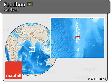 Shaded Relief Location Map of Felidhoo