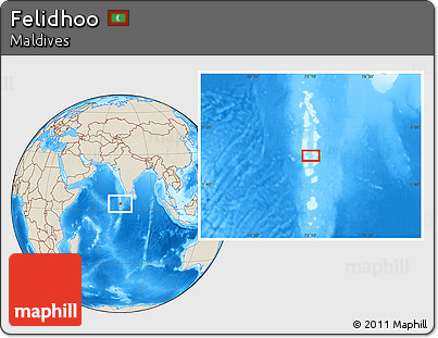 Shaded Relief Location Map of Felidhoo