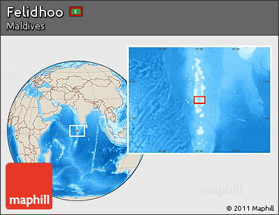 Shaded Relief Location Map of Felidhoo