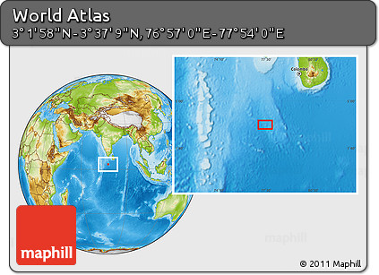 Physical Location Map of the Area around 3° 19' 33" N, 77° 25' 30" E