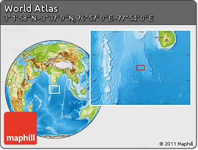 Physical Location Map of the Area around 3° 19' 33" N, 77° 25' 30" E