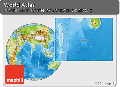 Physical Location Map of the Area around 3° 19' 33" N, 78° 16' 30" E