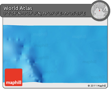 Physical 3D Map of the Area around 3° 19' 33" N, 79° 7' 30" E