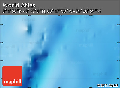 Shaded Relief Map of the Area around 3° 19' 33" N, 79° 49' 29" W