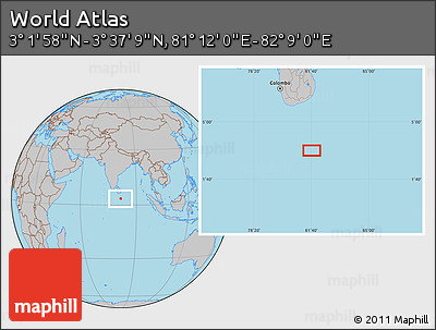 Gray Location Map of the Area around 3° 19' 33" N, 81° 40' 30" E