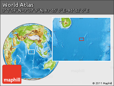 Physical Location Map of the Area around 3° 19' 33" N, 84° 13' 29" E