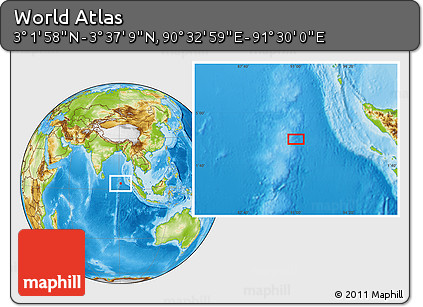 Physical Location Map of the Area around 3° 19' 33" N, 91° 1' 30" E
